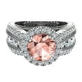 thumbnail image 4 of Engagement Ring for Women Round Pink Morganite Halo Diamond Ring 18K White Gold 4.85 CT TW (G,VS1), 4 of 5