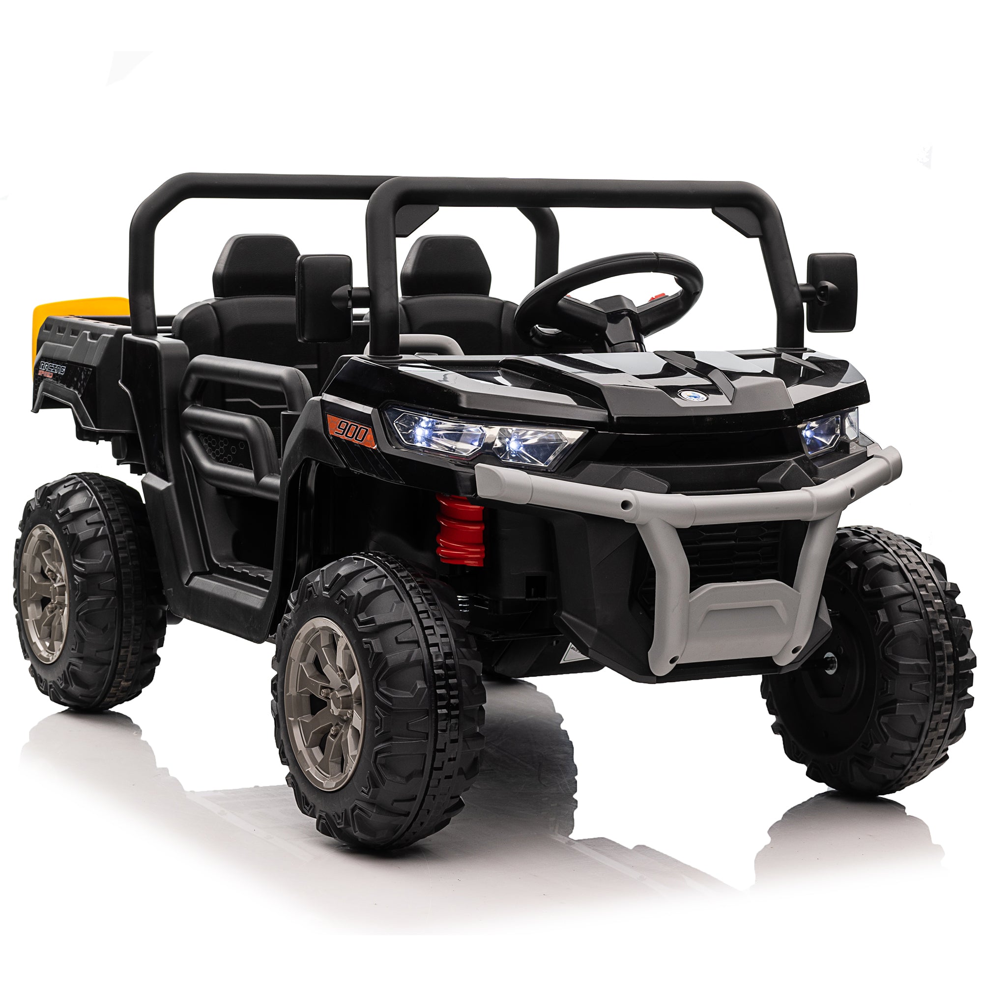 Joyracer 24 Volt Ride on Toys, 4WD Ride on Dump Truck for Kids, 2 Seater Ride on Car with Remote, Electric Power Car Wheels Toys with Trailer & Shovel, MP3/Bluetooth Music, Black