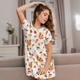 thumbnail image 3 of Sikiie Squirrel InThe Forest3 Print Women's Short-sleeved Nightdress, Round Neck Pullover Nightdress Pajamas Summer Home Wear, 3 of 6