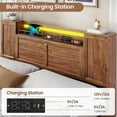 thumbnail image 6 of Farmhouse Bed Frame Queen Size with Headboard and Double Barn Door Storage Cabinets LED Rustic Wooden Bed with Charging Station and 4 Drawers Brown, 6 of 7