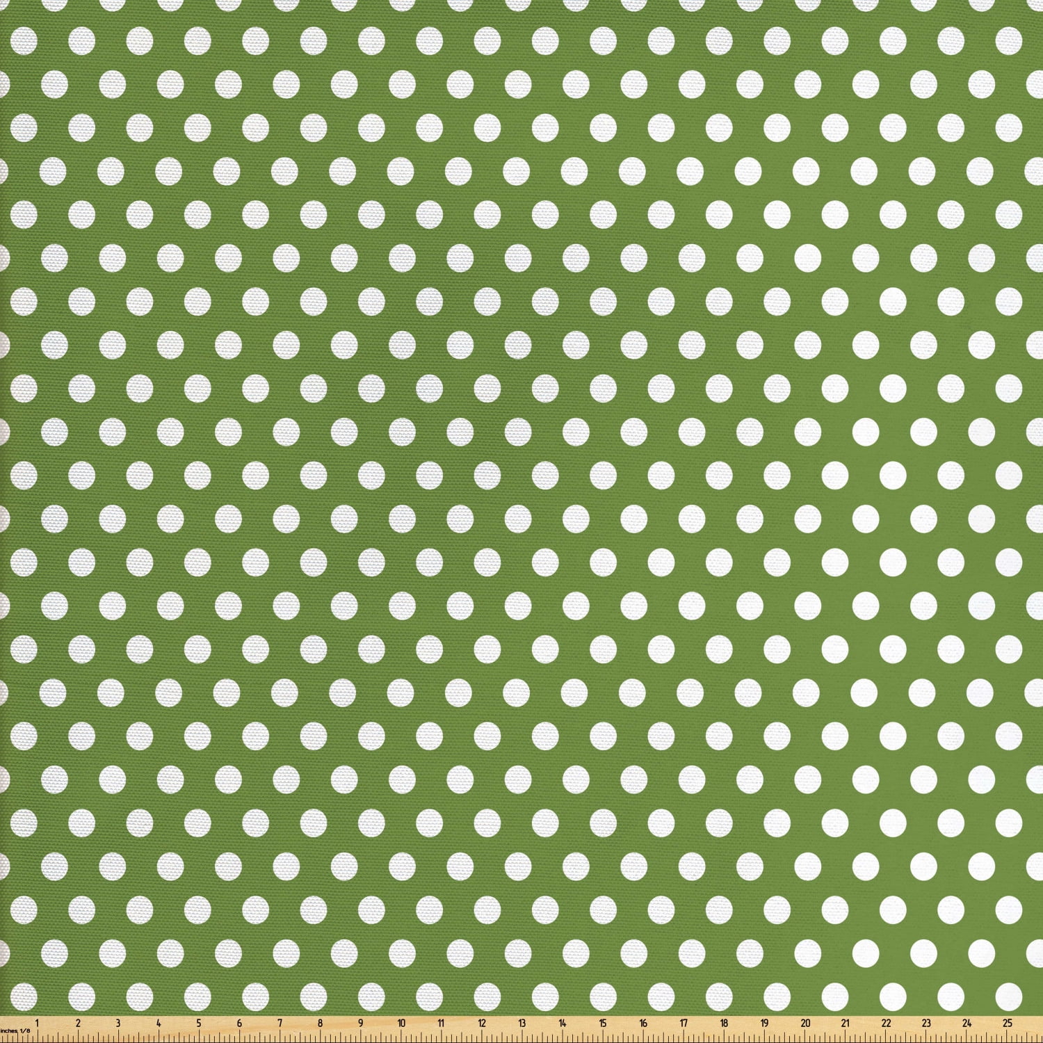 Green Fabric by The Yard, White Polka Dots on Green Backdrop Classic