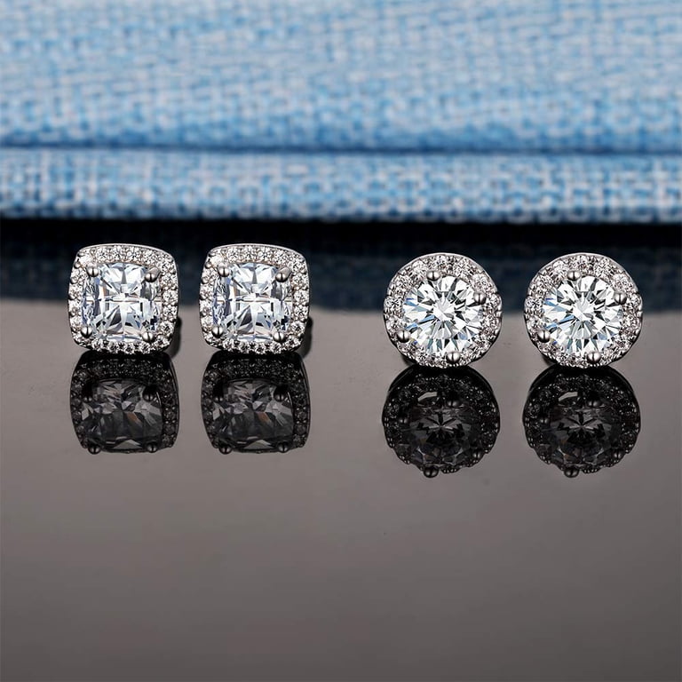 Etoile Carré White Gold Square Shaped Diamond Earrings