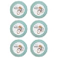 thumbnail image 1 of Juego 6 Platos Galerias El Triunfo Metal Cuadros Verde Blancos Bicicleta Con Flores 33cm, 1 of 4