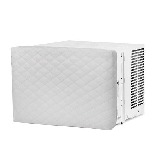 Double Insulation White, 21x13x3.5" Indoor AC Cover, Elastic Strap Air Conditioner Protector