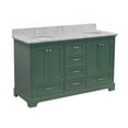 thumbnail image 2 of Harper 60" Double Bathroom Vanity with Sage Green Cabinet and Carrara Marble Top, 2 of 5