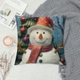 thumbnail image 2 of Ollo0ord  Christmas Snowman Throw Pillow Covers Decorative Throw Pillow Case Modern Cushion Cover Square Pillowcase for Sofa Couch Bedroom Living Room Car White, 2 of 5