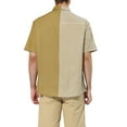 thumbnail image 3 of INSPIRE CHIC Chemises pour Hommes Manches Courtes Été Coton Patchwork Chemises à Boutons S Brun Blanc, 3 of 5