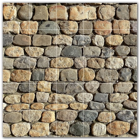 Picture-Tiles.com: Rocks Ceramic Tile Wall Mural WAL500918-55L. 40"W x 40"H using (25) 8" x 8" Ceramic Tiles-Satin Finish