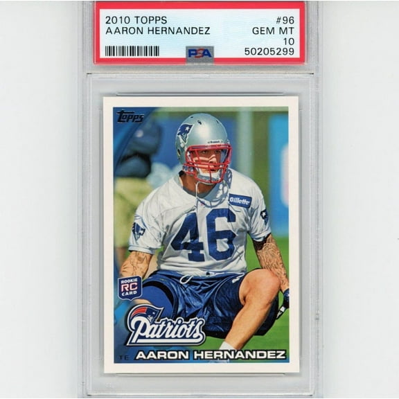 Graded 2010 Topps Aaron Hernandez #96 Rookie RC Football Card PSA 10 Gem Mint