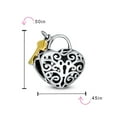 thumbnail image 3 of Bling Jewelry Womens Vintage Two Tone Heart Filigree Lock & Key Charm Bead 14K Gold Plated Silver, 3 of 3