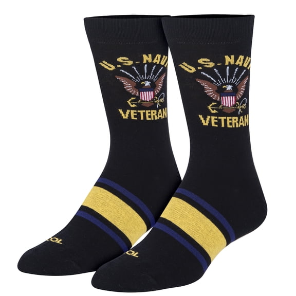 Cool Socks US Navy Veteran Military Patriotic Crew Socks, Size Large