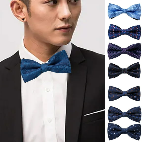 Kripyery Men Tie Bow Adjustable Fashion Pattern Good Touch Solid Color Decoration Cute Double Layer Jacquard Tie for Wedding
