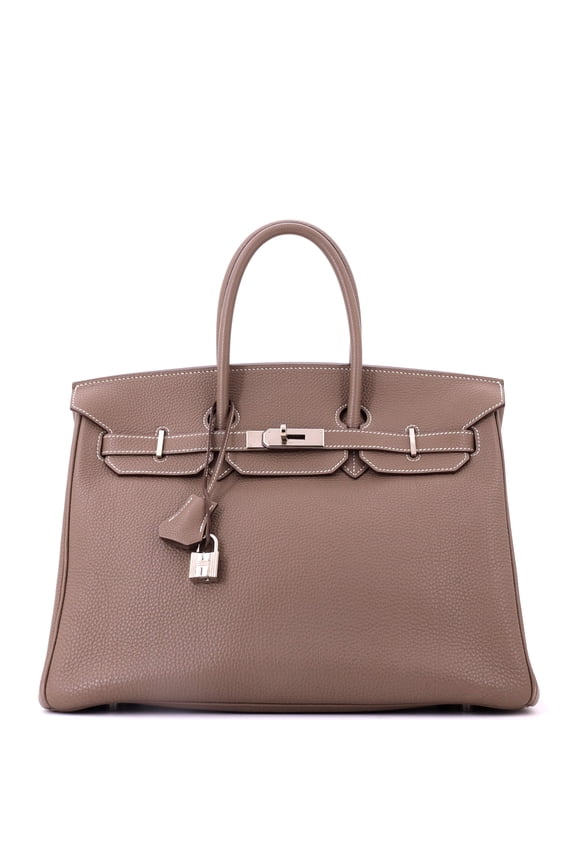 Pre-Owned Birkin Handbag Grey Togo with Palladium Hardware 35 By Rebag