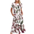 thumbnail image 1 of Vestido de Manga Corta para Mujeres Vestido de Verano de Cuello Redondo Impreso, Poliéster de Tamaño Verdadero Diario Y Vestido de Fiesta, 1 of 4