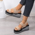 thumbnail image 7 of Afuyipoi Women's Elastic Strappy Sandals Plus Size Comfortable Summer Beach Vacation Khaki Size 7.5, 7 of 7