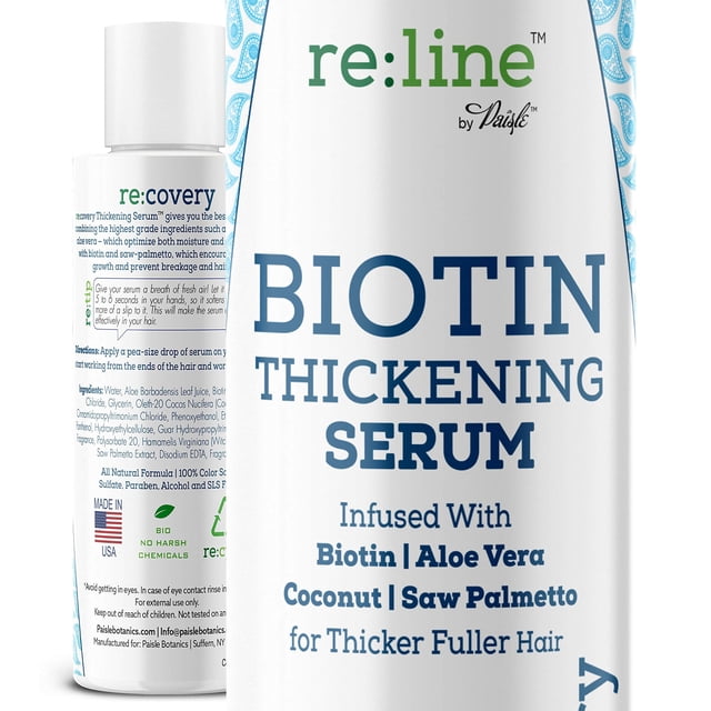 Paisle Botanics Suero para el crecimiento del cabello para la pérdida de cabello Espesante de cabello fino con biotina natural para mujeres y hombres 4 oz
