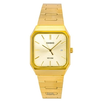 Casio AQ-47-9E Men's Gold Dial Strap Alarm Analog-Digital Watch
