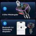 thumbnail image 4 of Bluetooth 5.3 FM Transmitter Car Charger 48W, Dual USB, Wireless Radio, LED Display 64GB USB Drive, Black, 4 of 5