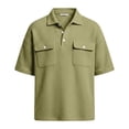 thumbnail image 4 of Afdoent Mens Polo Shirts Casual Half Sleeve Shirt Solid Color With Knit Front Pockets For Work Office Daily Wear Fashion, 4 of 4