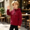 thumbnail image 5 of ITSAME Boys Half Zip Fleece Hoodie Pullover Long Sleeve Loose Fit Casual Fashion Sweatshirt with Chest Pockets Size 8, 5 of 9