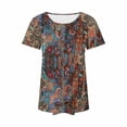 thumbnail image 6 of JTZGDY Plus Size Womens T Shirts Short Sleeve Tops Cute Floral Printed Dressy Casual Blouses Spring Summer Outfits Flowy Pleated Front Scooped Neck Tunics Multicolor#09 XXXXXL, 6 of 6