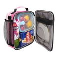 thumbnail image 4 of Insulated Square Lunch Bag with Side Mesh Pocket Fashion Lunch Box Reusable Lunch Tote 10.5" x9.5" x3.5" Clouds and Pink Heart Shape, 4 of 6