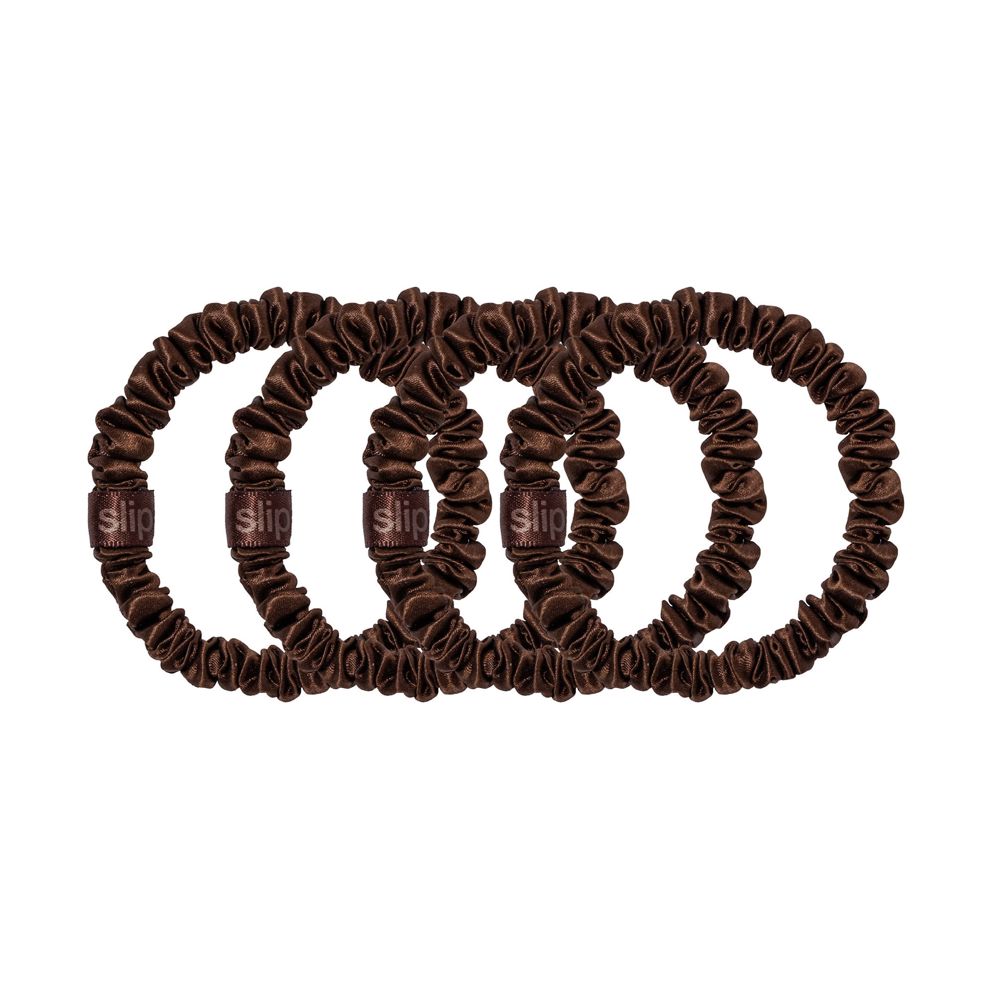 slip pure silk back to basics skinny scrunchies - dark brown