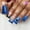 Duckbill Blue French Five-star Stripes, variant on Fofosbeauty Press on Nails Tips, 24pcs Artificail Nails Tips Design, Duckbill White French