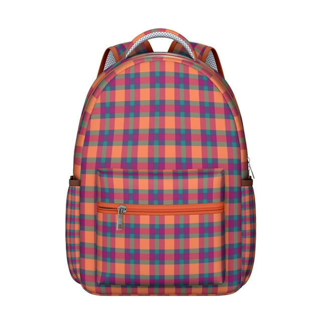 Colorful Checkered Backpack Plaid and Geometric Pattern School Bag Unique Travel Bag for Student and Student