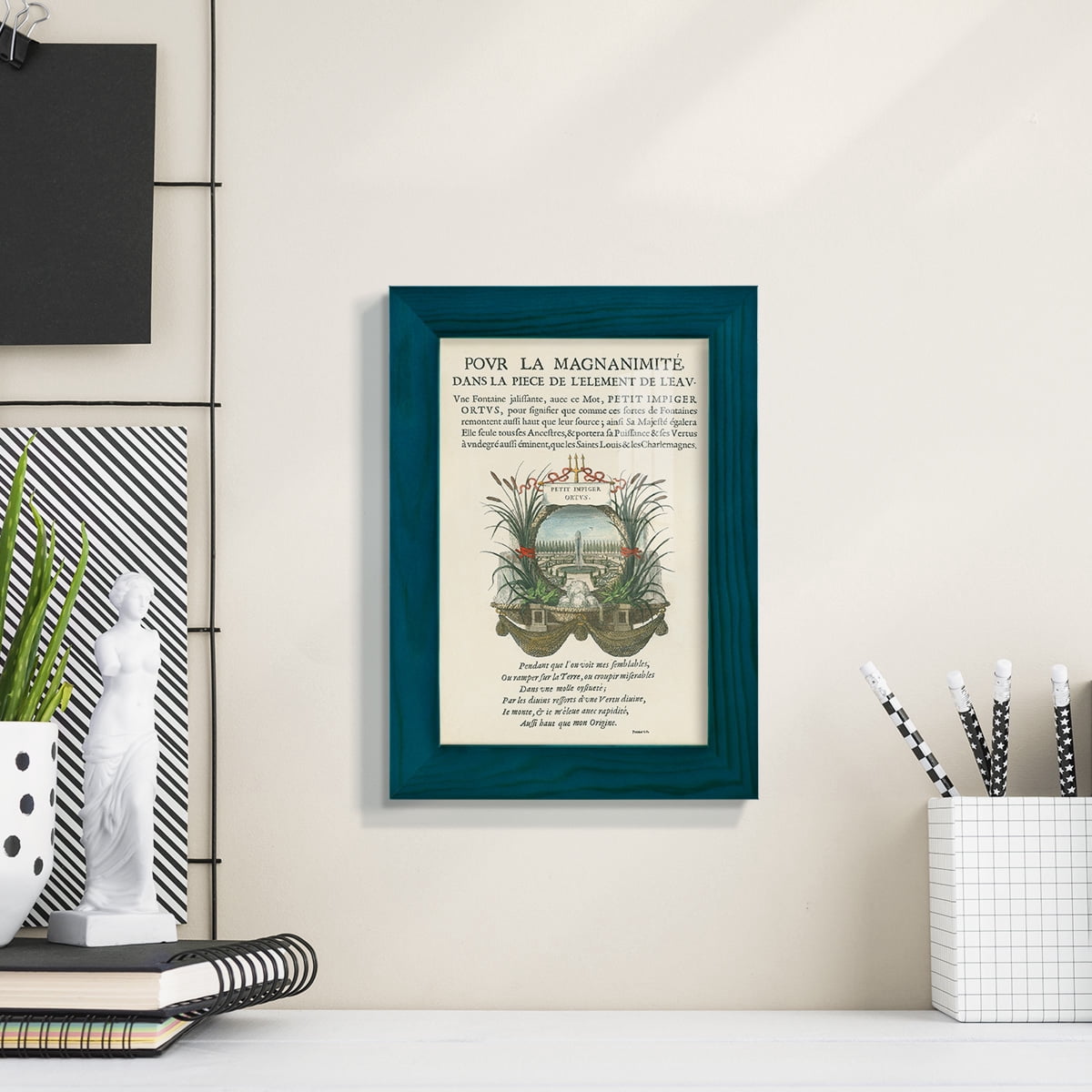 Printed Embellished Bookplate II - Framed Print w/glass - Ocean Blue