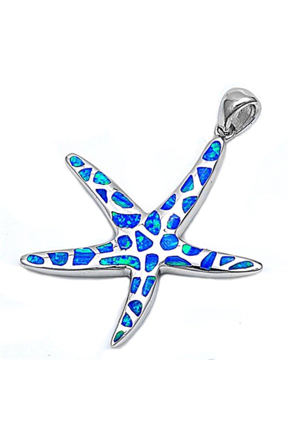 Starfish Simulated Opal Pendant Sterling Silver