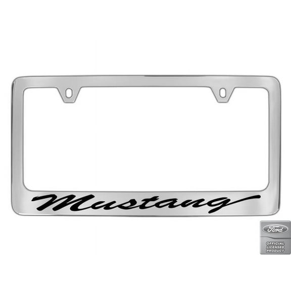 Ford Mustang Script Chrome Plated Metal License Plate Frame Holder