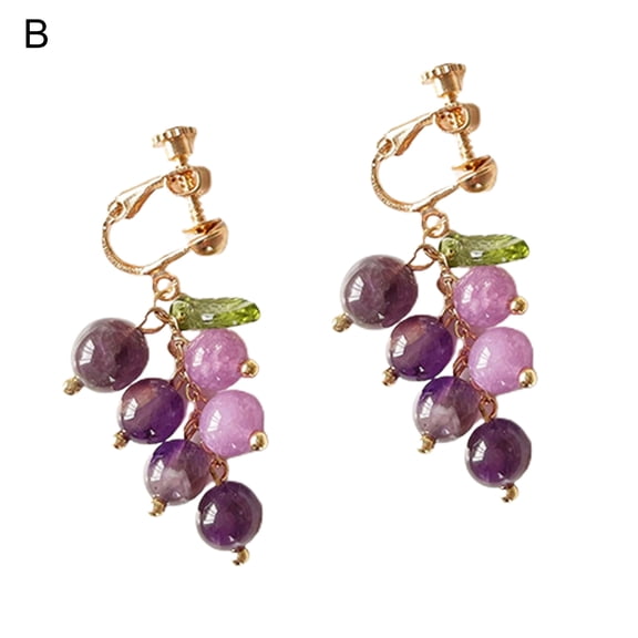 AYYUFE 1 Pair Vivid Charming Dangle Earrings Alloy Fruit Grape Drop Stud Earrings Jewelry Acessories Alloy Pink
