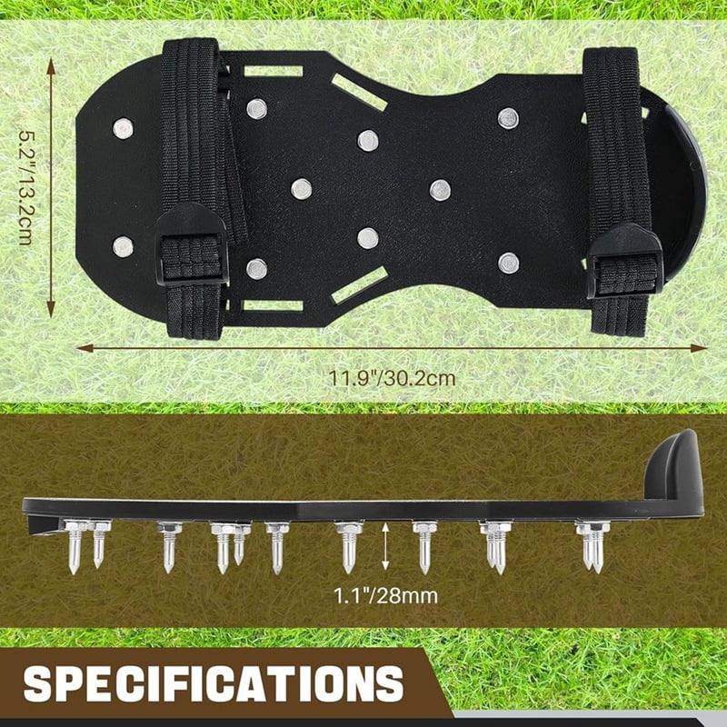 Gunite Spiked Shoes with Adjustable 4 Straps and 26 Spikes Black One Size Fits All Lawn Aerator Shoes