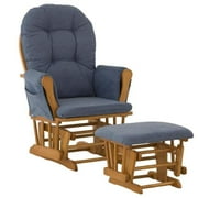 Stork Craft Custom Hoop Glider & Ottoman-Color:Denim Cushions,Finish:Oak Finish