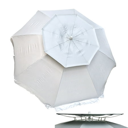 6 ft Deluxe Solar Guard Dual Canopy Beach Umbrella UPF 150+ Ultra Cool - Heavy Duty Wind / Water (Best Wind Resistant Beach Umbrella)