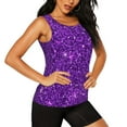 thumbnail image 2 of Sigee Purple Glitter for Women's Workout Tank Top,Running Tank Tops,Sleeveless Gym ClothesX-Large, 2 of 8