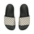 thumbnail image 3 of Cream Checkered Women's Slide Sandals Slippers, 3 of 8