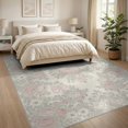 thumbnail image 3 of ODIKA 8'x10' Washable Area Rug Girly Boho Wildflower Clusters Ribbon Bows Delicate Pastel Motif for Living Room, Under Sectional, Family , Durable, Non-Slip, 3 of 7