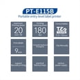 thumbnail image 2 of Label Machine PT-E115B Label Printer, Self-Adhesive, Portable, Handheld Cable Network Wiring, Marking Machine,1 x Label machine (Without 6xAAA batteries,You need to prepare yourself), 2 of 8