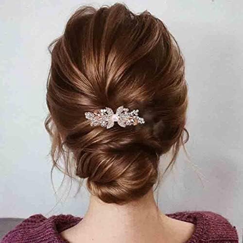 Wedding Hair Clip Barrette  Rhinestone Hair Barrette Clips Bling Bridal Headpieces Decorative  Clip Headwear  Hair Clip Bride Hair Accessories for Women and Girls Gifts ( with champagne)