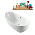 thumbnail image 2 of 62" Streamline N580BBR Soaking Freestanding Tub and Tray With Internal Drain in Brushed Brass, 2 of 7