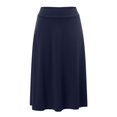 thumbnail image 3 of Yindaity Women's Solid Ombre Lightweight Flare Midi Pull On Closure Skirt S-2XL Plus Size Navy,L, 3 of 5