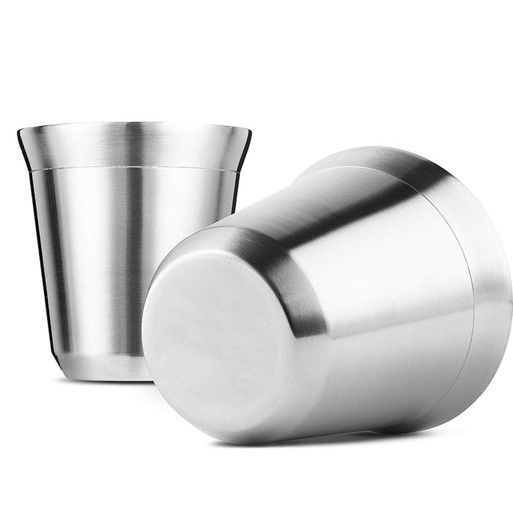 Yvsxxv 160ml Double Wall Stainless Steel Espresso Cup With Saucer Home Use 1Set