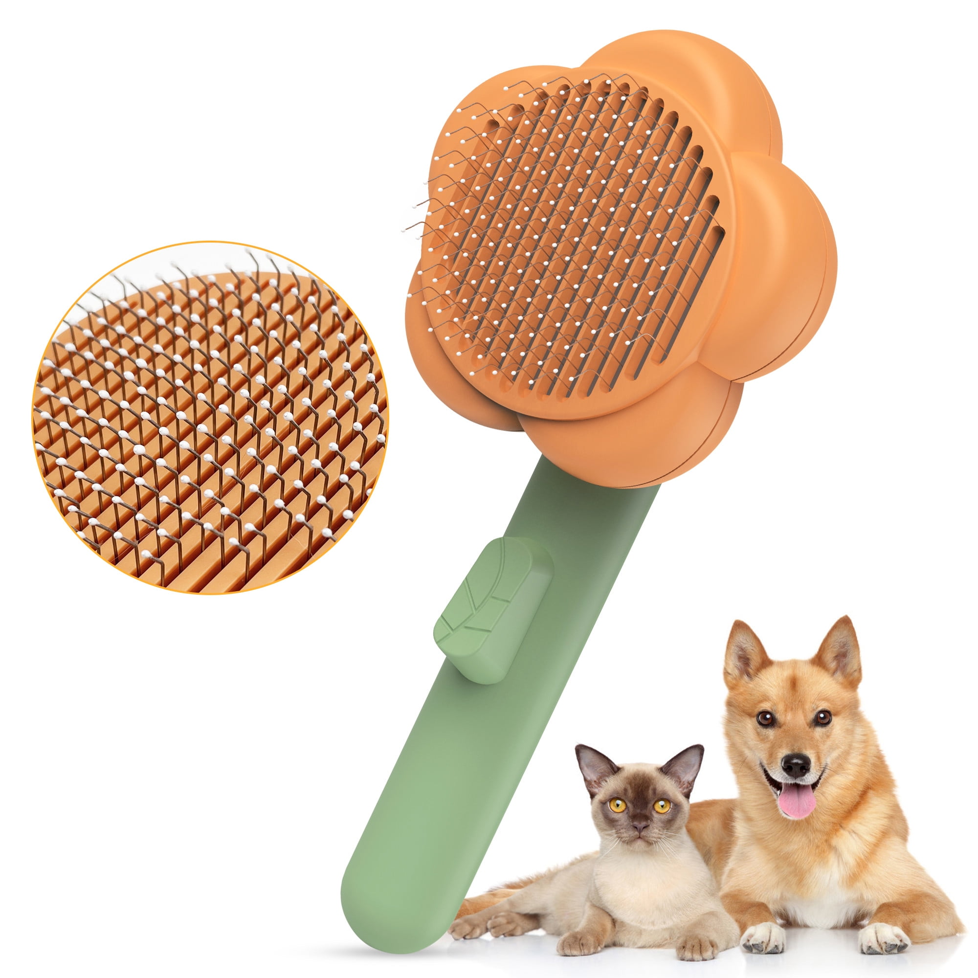 Ptlom Pet Grooming Brush Cat Shedding Brush SelfCleaning Slicker Cat