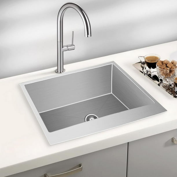 33 Single Bowl 18 Gauge Farmhouse A Front Kitchen Sink With Faucet Hole Top Mount Installation Stainless Steel Silver Com 33 Single Bowl 18 Gauge Farmhouse, Best 33 Inch Stainless Steel Farmhouse Sink Mixers