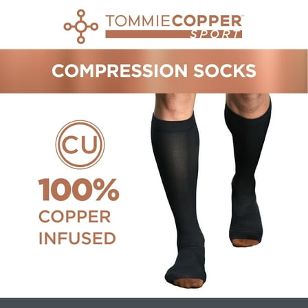 Tommie Copper Compression Socks 2 Pack, Large/Extra Large, Black, Adult, Unisex Sizing
