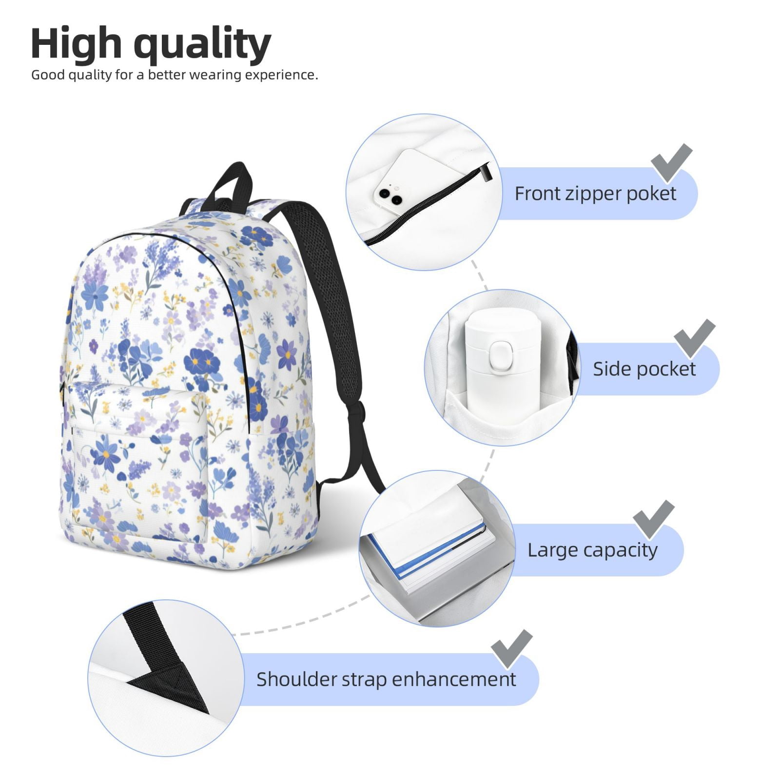 Casual Canvas Backpack Without Interlayer Large Capacity Stick Bag Design For Outdoor Shopping Office Outdoor Sports Milk Cow Print Style Lavender_4 Small