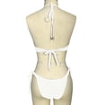 thumbnail image 5 of NMMUED Women Bikini Bathing Suits Two Piece Bikini Sets Halter Triangle Swimsuits Tie Side Bottom Swimwear Chic Summer Vacation Pool Party Tropical Wear Outfits White XXL, 5 of 5