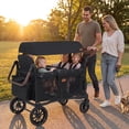 thumbnail image 2 of INFANS 4 Seater Wagon Stroller, All-Terrain Foldable Wagon for 4 Kids with Adjustable Push Pull Handles, 5-Point Harness, Detachable Seats, Snack Tray, Insulated Organizer, Removable Canopy, 2 of 9